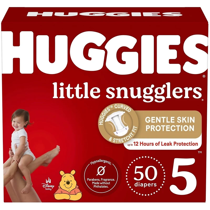 Couches pour bébés Huggies Little Snugglers, taille 5, 50 couches