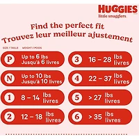 Couches pour bébés Huggies Little Snugglers, taille 5, 50 couches