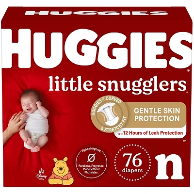 Huggies Little Snugglers Baby Diapers, Size Newborn, 76 Count