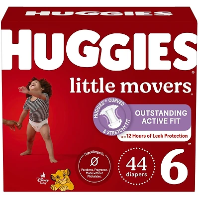 Huggies Little Movers Baby Diapers, Size 6, 44 Count