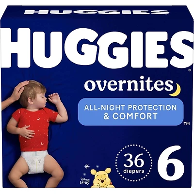 Huggies Overnites Nighttime Baby Diapers, Size 6, 36 Count