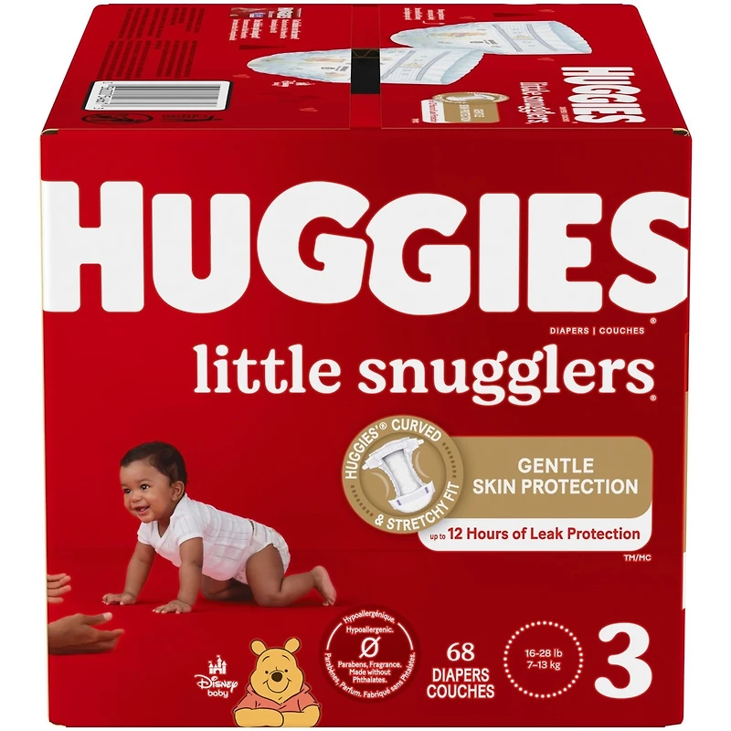 Huggies Little Snugglers Diapers, Size 3, 68 Count