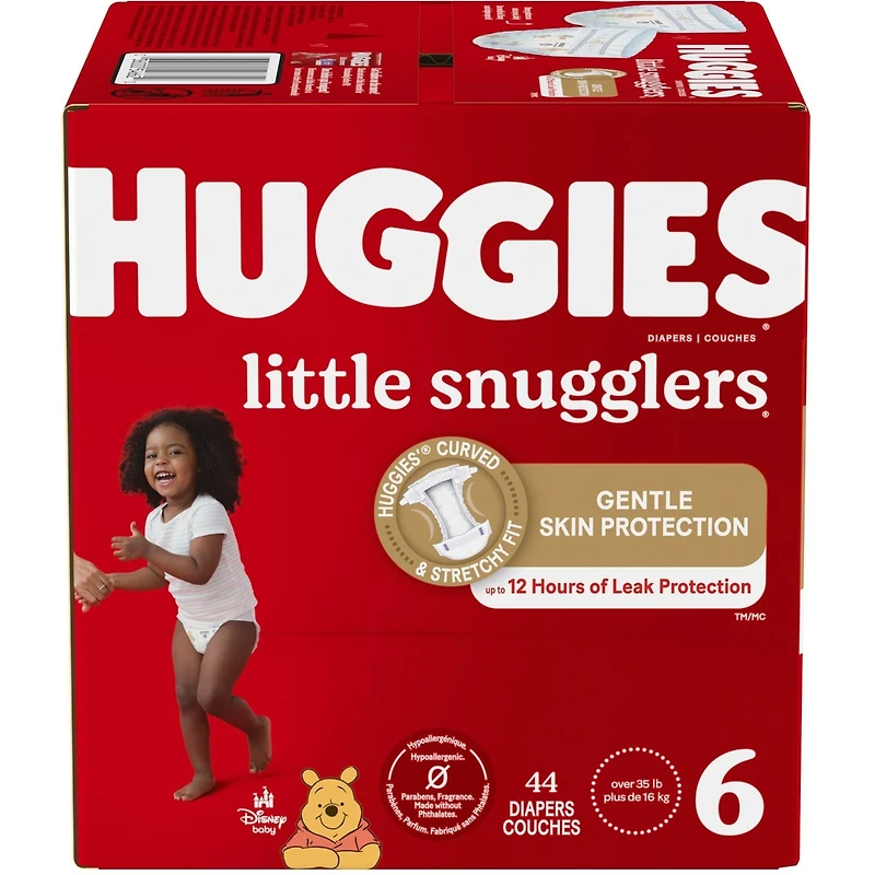 Couches pour bébés Huggies Little Snugglers, taille 6, 44 couches