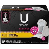 Serviettes ultraminces U by Kotex Balance avec ailes