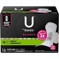 Serviettes ultraminces U by Kotex Balance avec ailes