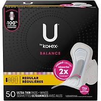 Serviettes ultraminces U by Kotex Balance avec ailes