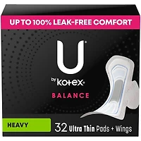 Serviettes ultraminces U by Kotex Balance avec ailes, absorption élevée