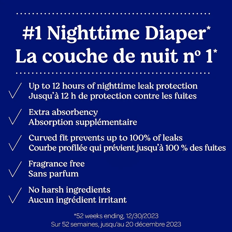 Couches pour bébé  Overnites pour la nuit, taille 7 (plus de 19 kg [41 livres]), 36 unités