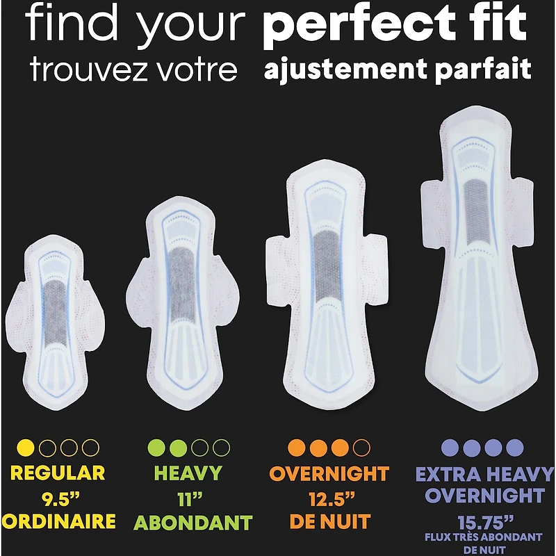 Serviettes ultraminces de nuit U by Kotex Balance avec ailes, absorption très élevée
