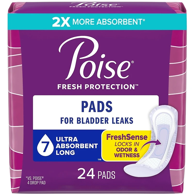 Serviettes d’incontinence Poise pour femmes, degré d’absorption 7, ultra-absorption