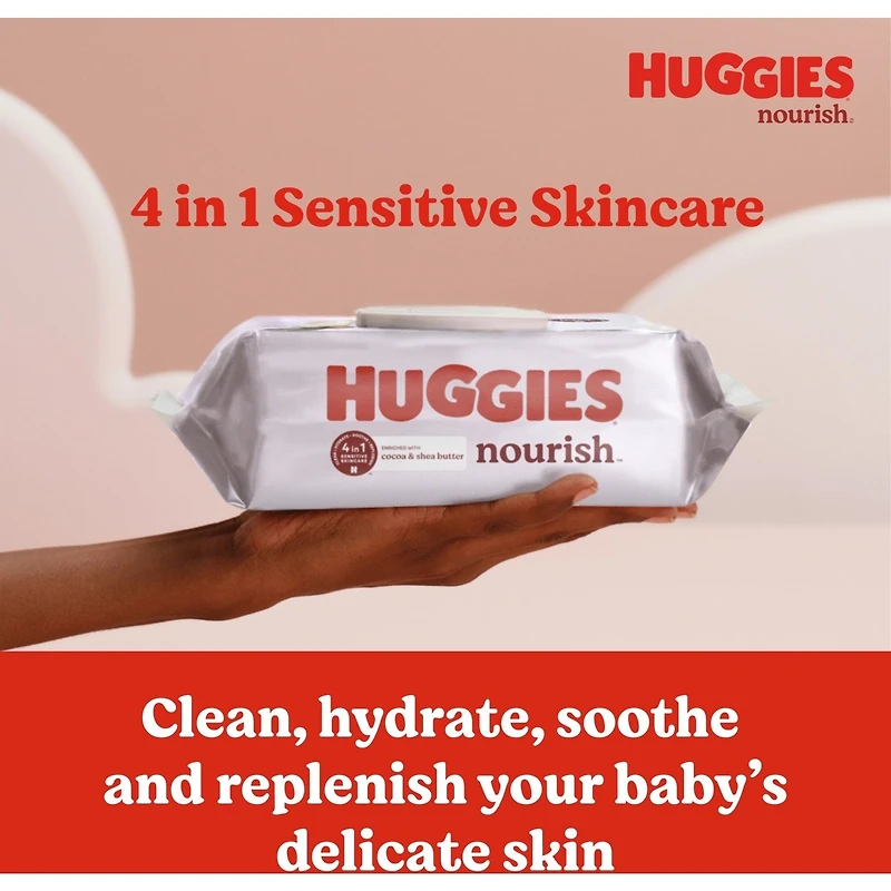 Lingettes pour bébés parfumées Huggies Nourish, 2 emballages à bouton-poussoir