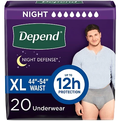 Night Defense Adult Incontinence Underwear for Men, Disposable, Overnight, Large
