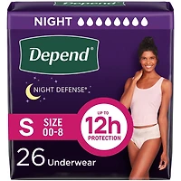 Night Defense Adult Incontinence Underwear for Women, Disposable, Overnight, Small, Blush (Packaging May Vary)