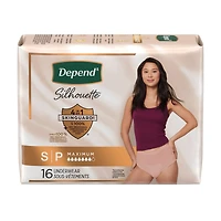Depend Silhouette Adult Incontinence and Postpartum Underwear for Women, Small, Maximum Absorbency, Black, Pink and Berry