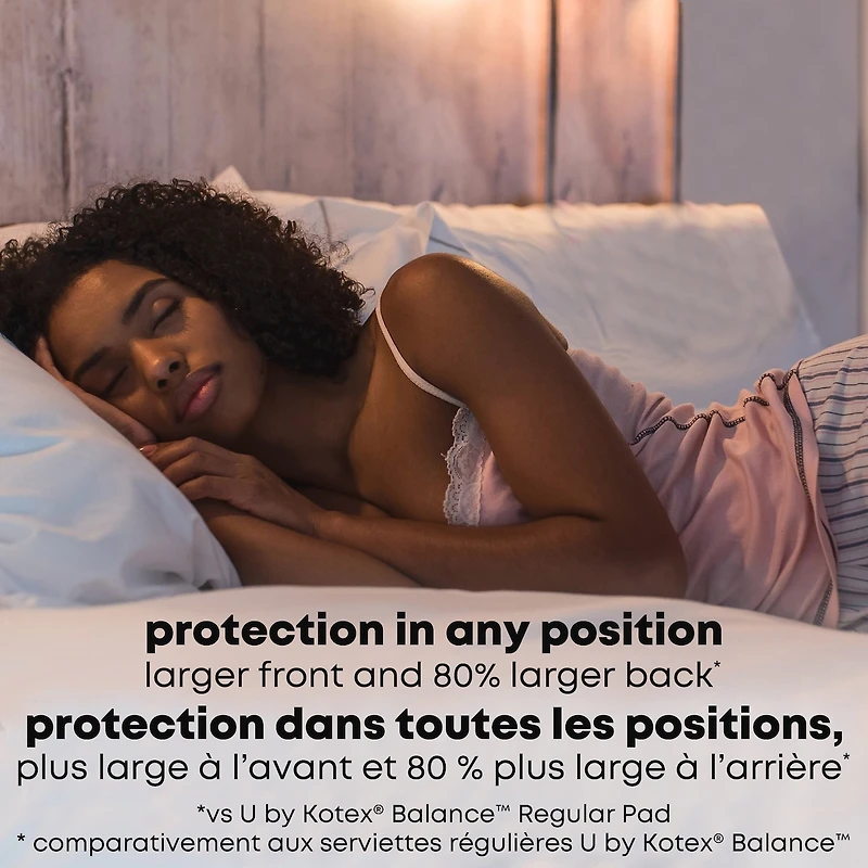 Serviettes ultraminces de nuit U by Kotex Clean & Secure avec ailes