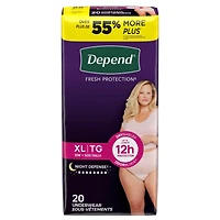 Sous-vêtements d’incontinence pour adultes Depend Night Defense pour femmes, jetables, de nuit, très grand, roses