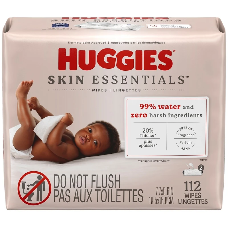 Skin Essentials Baby Wipes, 2 Flip Top Packs