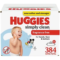 Lingettes pour bébés Simply Clean, non parfumées, 6 emballages à couvercle rabattable