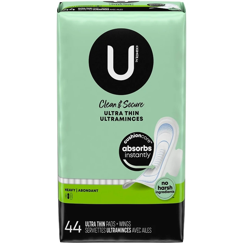 Serviettes ultraminces Clean & Secure avec ailes, absorption élevée