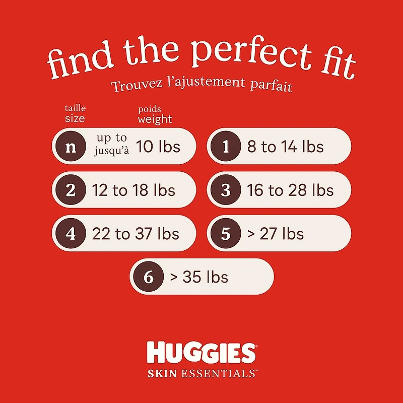 Couches pour bébés  Skin Essentials, taille Nouveau-né (2,5 à 4 kg [6 à 9 livres]), 76 couches