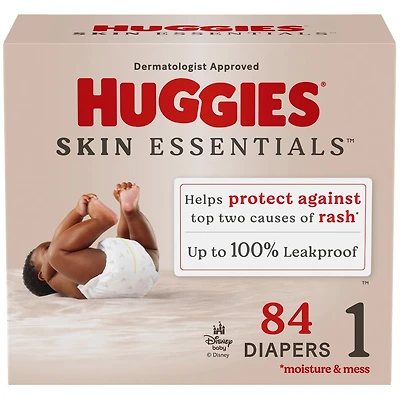 Skin Essentials Baby Diapers, Size 1 (8-14 lbs), 84 Ct