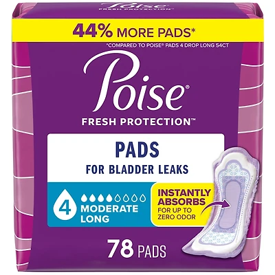 Incontinence Pads & Postpartum Incontinence Pads, 4 Drop Moderate Absorbency, Long Length