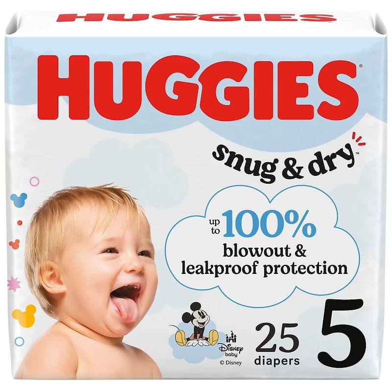 Snug & Dry Baby Diapers, Size 5 (27+ lbs