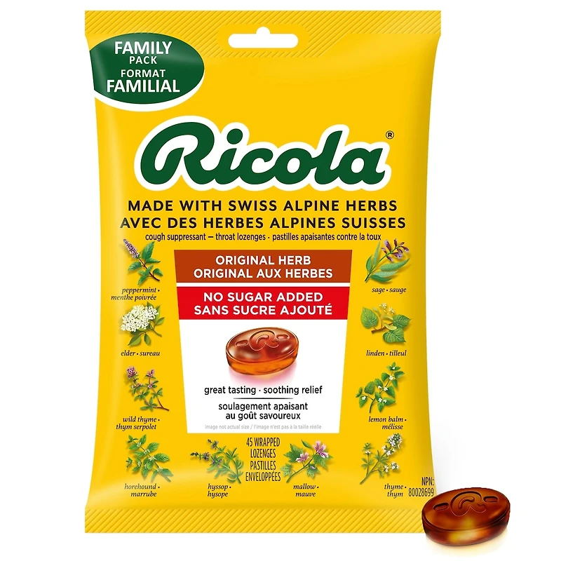 Mountain Herb No Sugar Added Family Bag Cough Suppressant Throat Lozenges