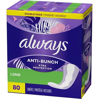 Anti-Bunch Xtra Protection Daily Liners, Long Length, Unscented, 80 Count