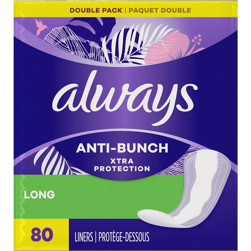 Anti-Bunch Xtra Protection Daily Liners, Long Length, Unscented, 80 Count