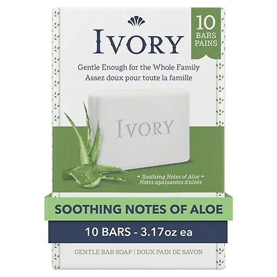 Ivory Bar Soap Aloe Scent 90 g, 10 count