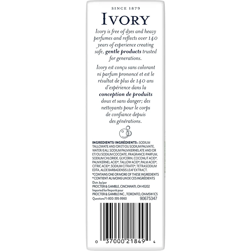 Ivory Bar Soap Aloe Scent 90 g, 10 count
