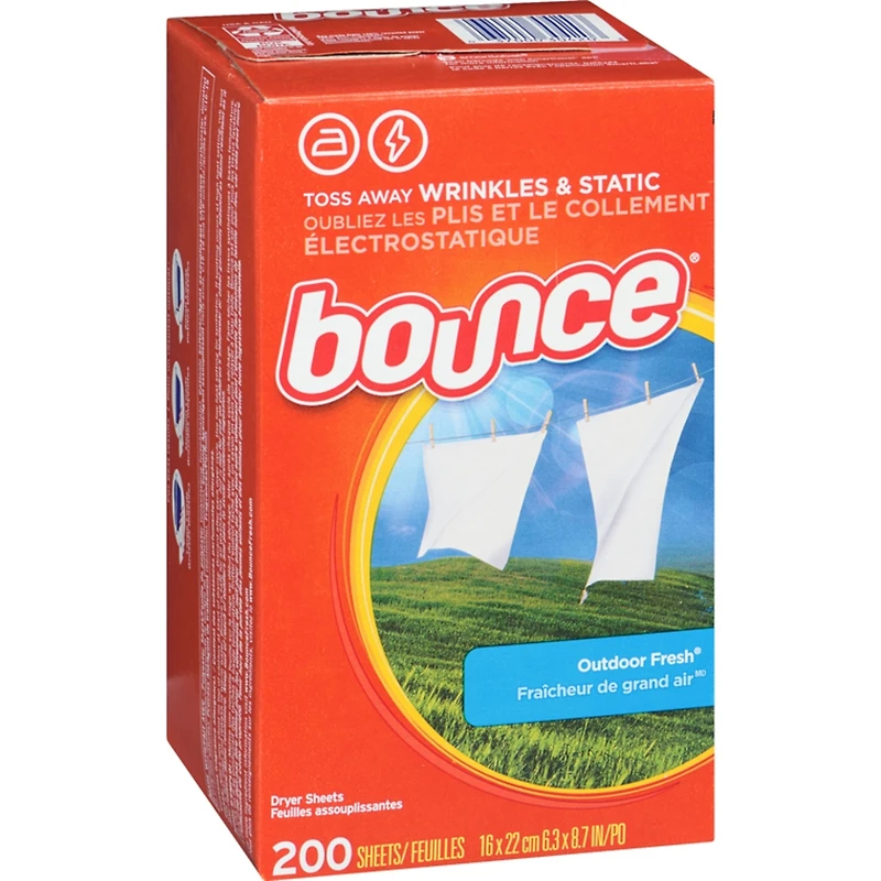 Dryer Sheets, 200 Sheets, Outdoor Fresh Scent Fabric Softener Sheets, Reduces Static, Softens and Fights Wrinkles