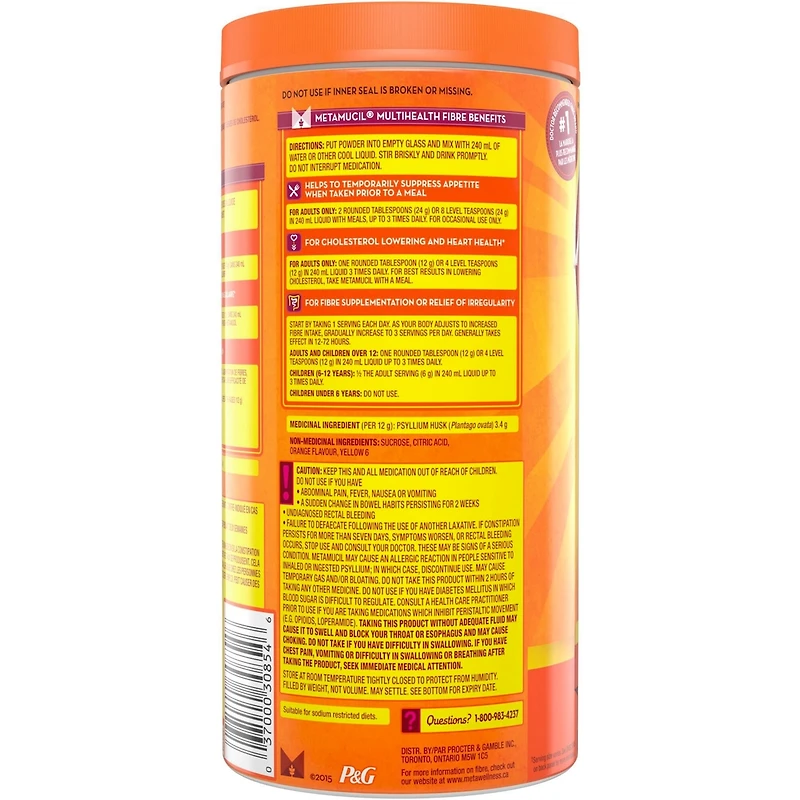 Fibres MultiSanté 3 en 1! Supplément de fibres en poudre, Orange