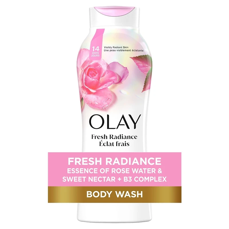 Olay Fresh Outlast Rose Water & Sweet Nectar Body Wash, 364 mL