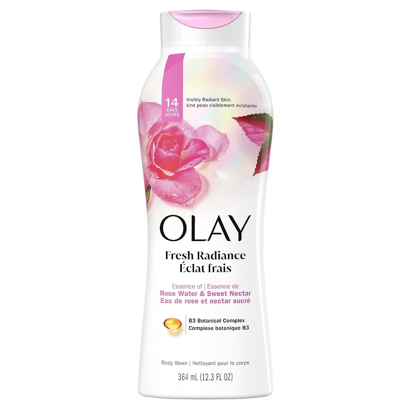 Olay Fresh Outlast Rose Water & Sweet Nectar Body Wash, 364 mL
