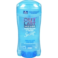 Antisudorifique et désodorisant gel clarté pour femmes Secret Outlast Transpiration et odeurs, parfum Ultra propre, 73 grammes