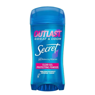 Antisudorifique et désodorisant gel clarté pour femmes Secret Outlast Transpiration et odeurs, parfum Protection en poudre, 73 grammes