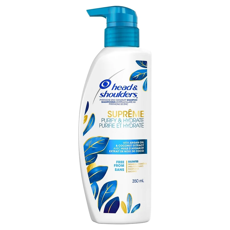 Head and Shoulders Supreme Purify and Hydrate Shampoo with Argan Oil & Coconut Extract, 350 mL