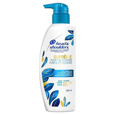 Shampooing Suprême Head & Shoulders Purifiant et hydratant avec huile d’argan et extrait de noix de coco, 350 mL