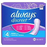 Discreet Moderate Incontinence Pads, 66 Count