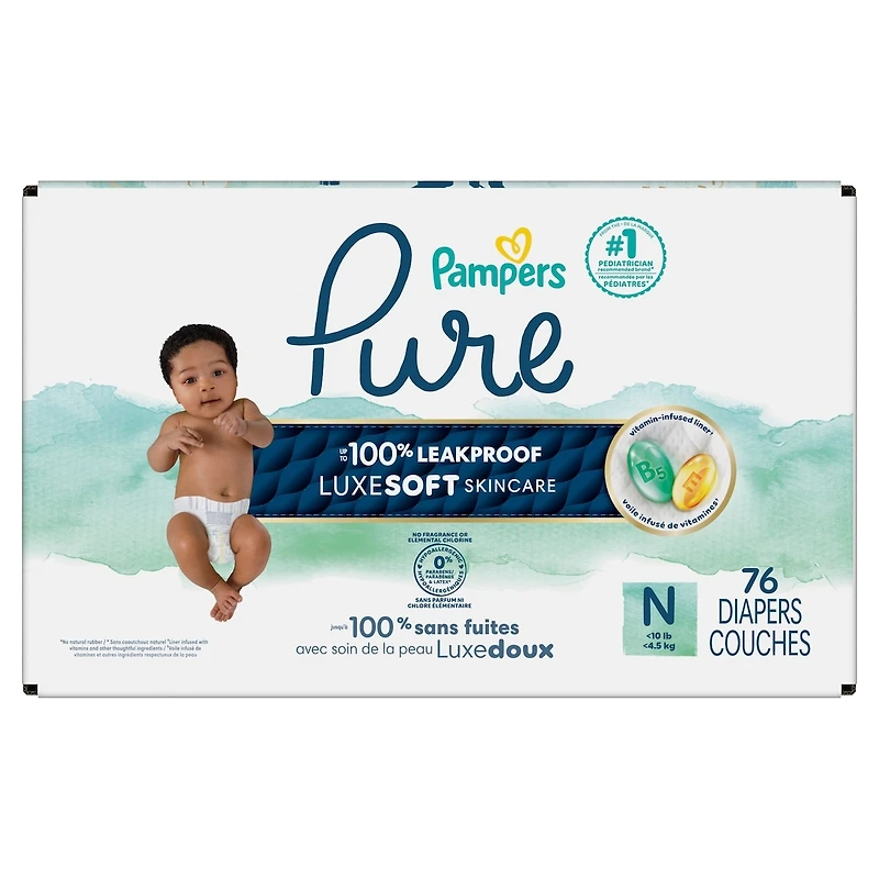 Pure Protection Newborn Diapers Size N 76 Count