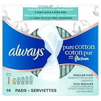 Always Pure Cotton with FlexFoam Pads Size 1, 14 Count
