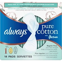 Serviettes Pure Coton avec FlexFoam, taille 1, 14 serviettes