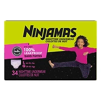 Ninjamas Nighttime Bedwetting Underwear Girl Size M/L 34 Count