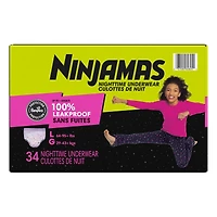 Ninjamas Nighttime Bedwetting Underwear Girl Size M/L 34 Count