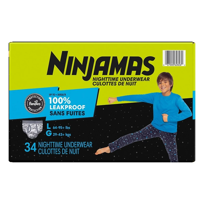 Ninjamas Nighttime Bedwetting Underwear Boy Size M/L 34 Count