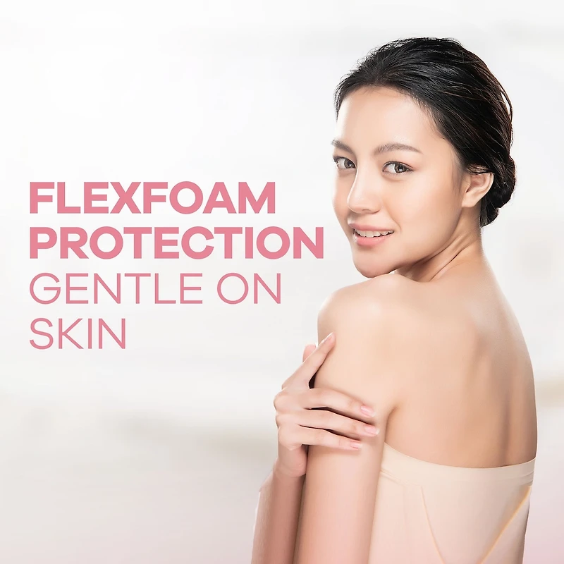 Serviettes Sensitive FlexFoam, taille 2, flux régulier, non parfumées avec ailes, 30u