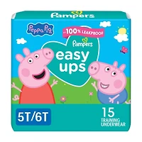 Sous-vêtements d’entraînement Pampers Easy Ups à l’effigie de Peppa Pig, taille 7 (5T/6T), 15 sous-vêtements
