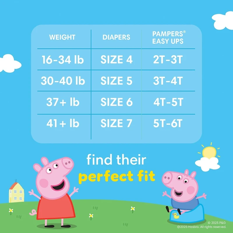 Sous-vêtements d’entraînement Pampers Easy Ups à l’effigie de Peppa Pig, taille 7 (5T/6T), 15 sous-vêtements
